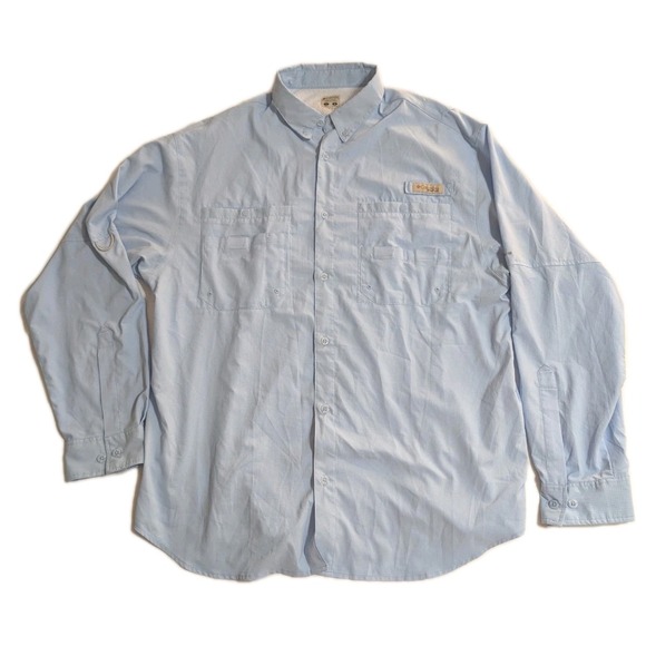 Columbia PFG Shirt Mens Large Blue Omni-Shade Fishing Vented Pockets Outdoor - Picture 1 of 7